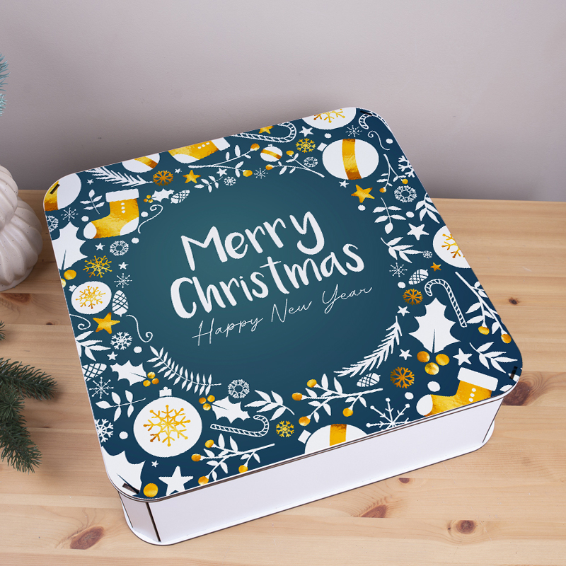 Коробка квадратная 40 см новогодняя "Merry Christmas" новогодняя